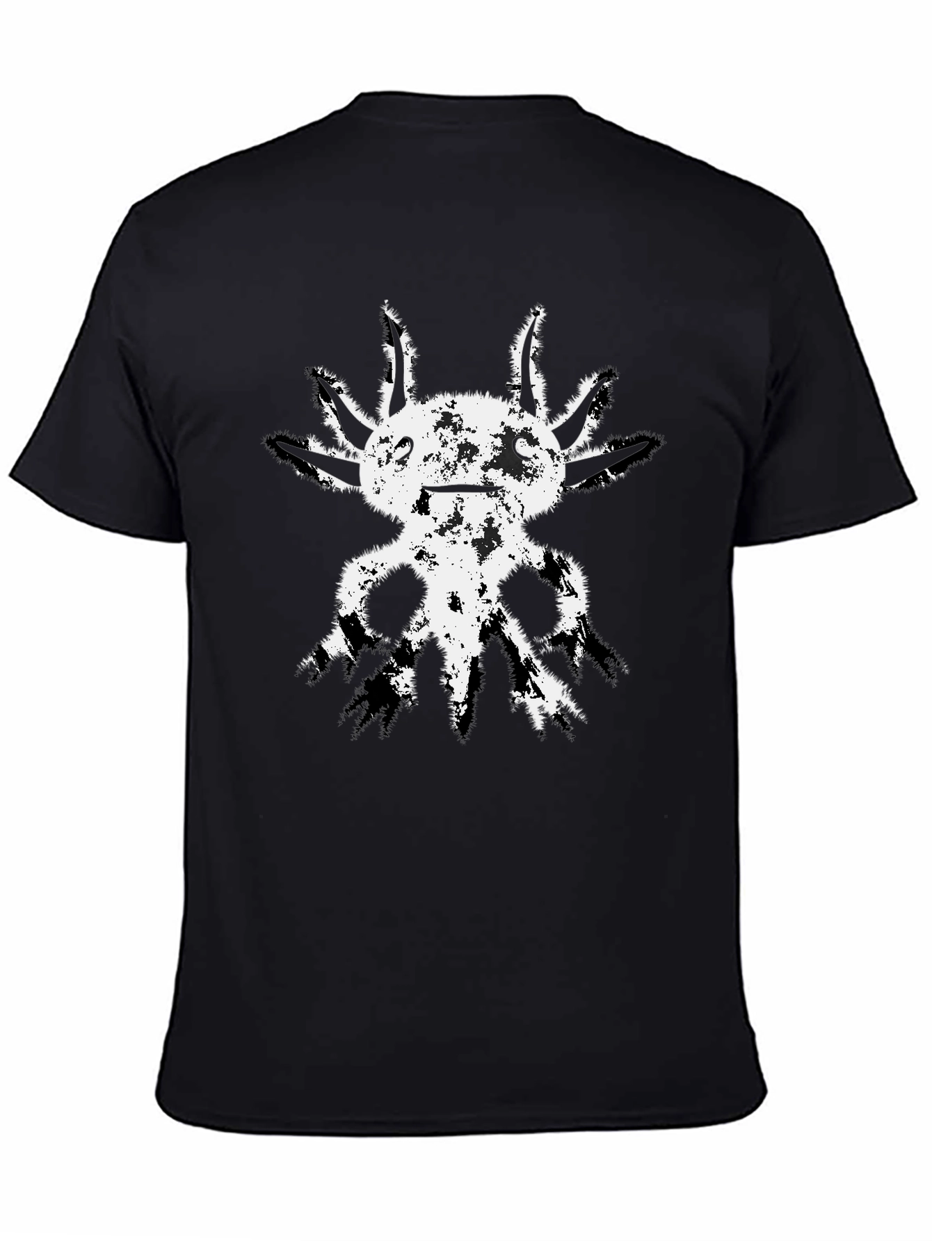 Axolotl Graphic Tee - Distressed Print Black T-Shirt