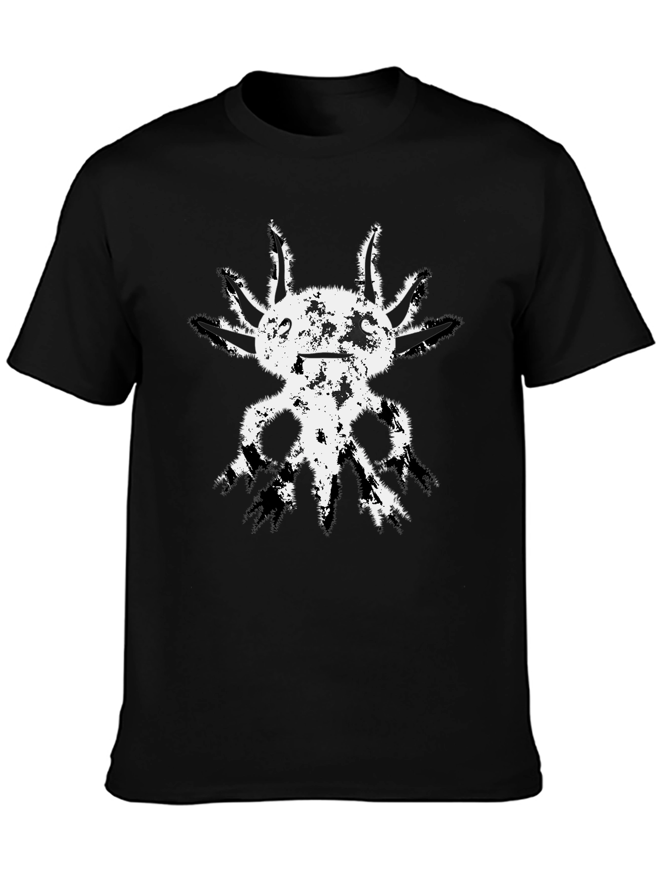 Axolotl Graphic Tee - Distressed Print Black T-Shirt