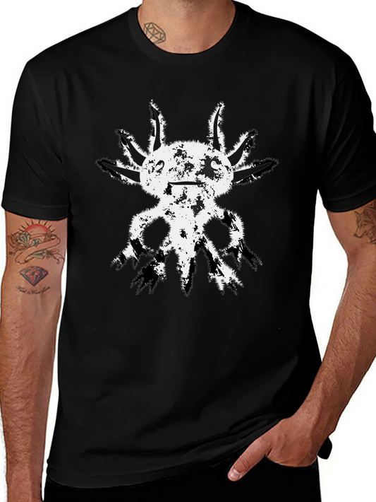 Axolotl Graphic Tee - Distressed Print Black T-Shirt