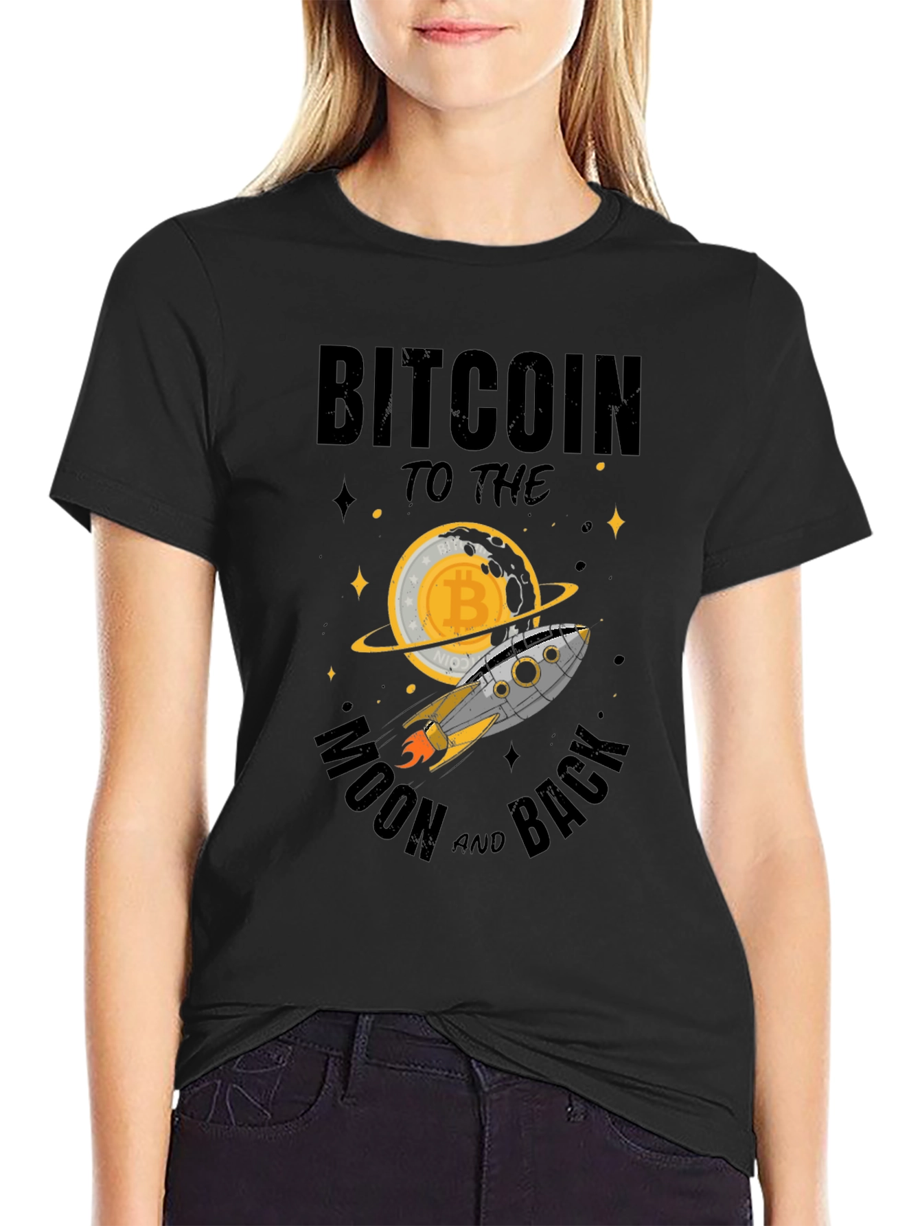 Bitcoin to the Moon T-Shirt - Crypto Rocket Tee