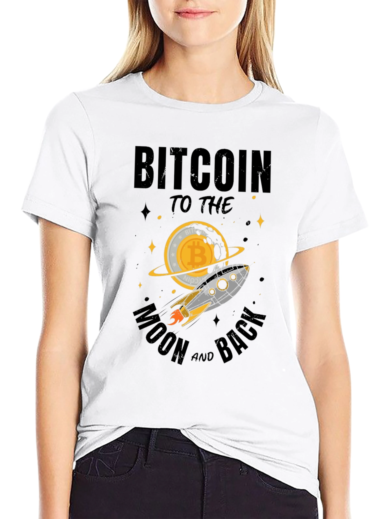 Bitcoin to the Moon T-Shirt - Crypto Rocket Tee
