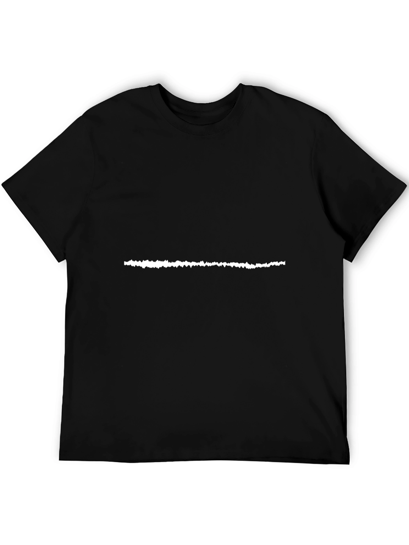 Mens Black Crewneck T-Shirt with White Line