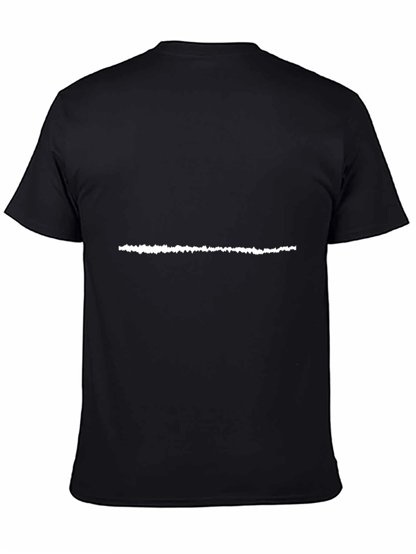 Mens Black Crewneck T-Shirt with White Line