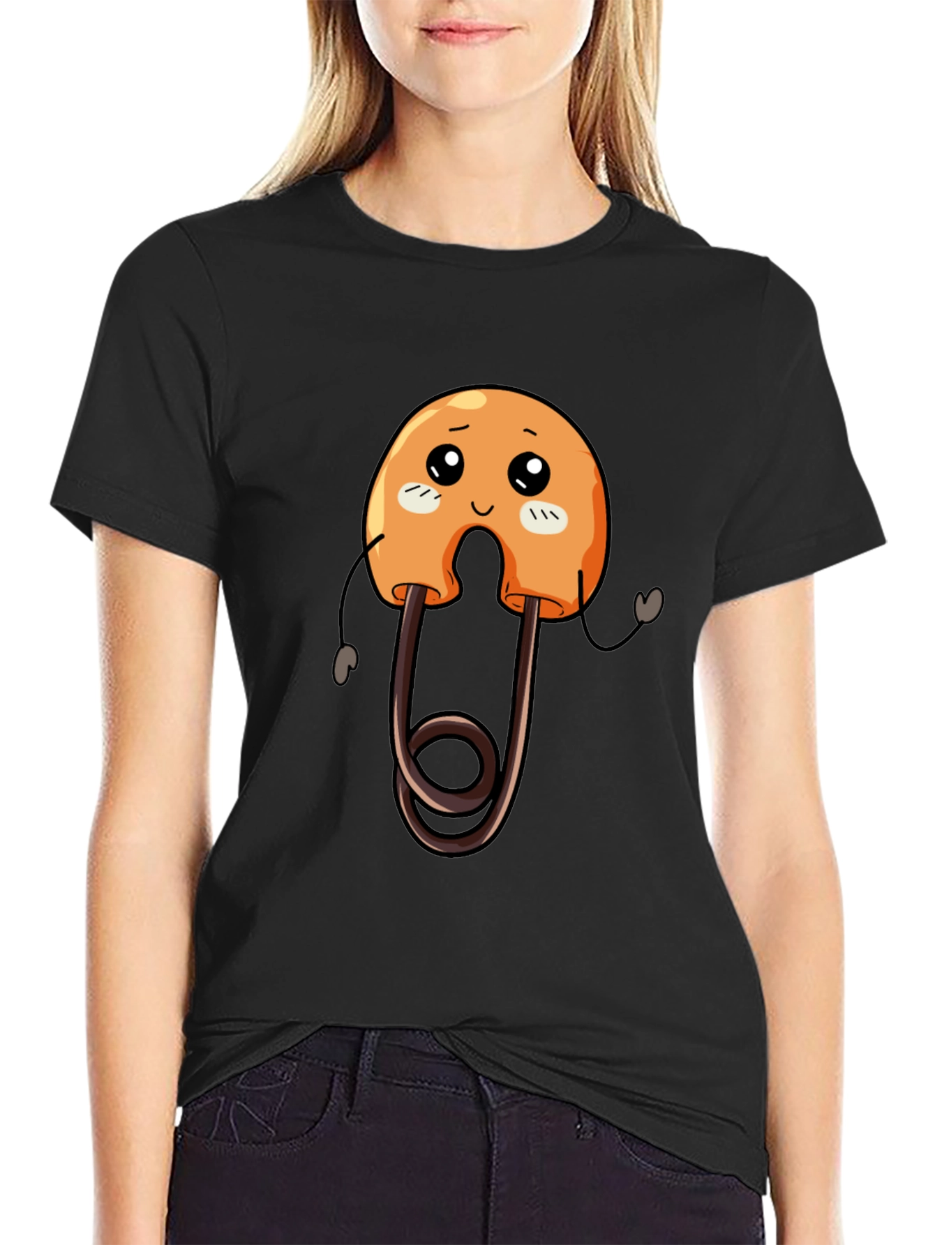Cute Safety Pin Cartoon Graphic Tee