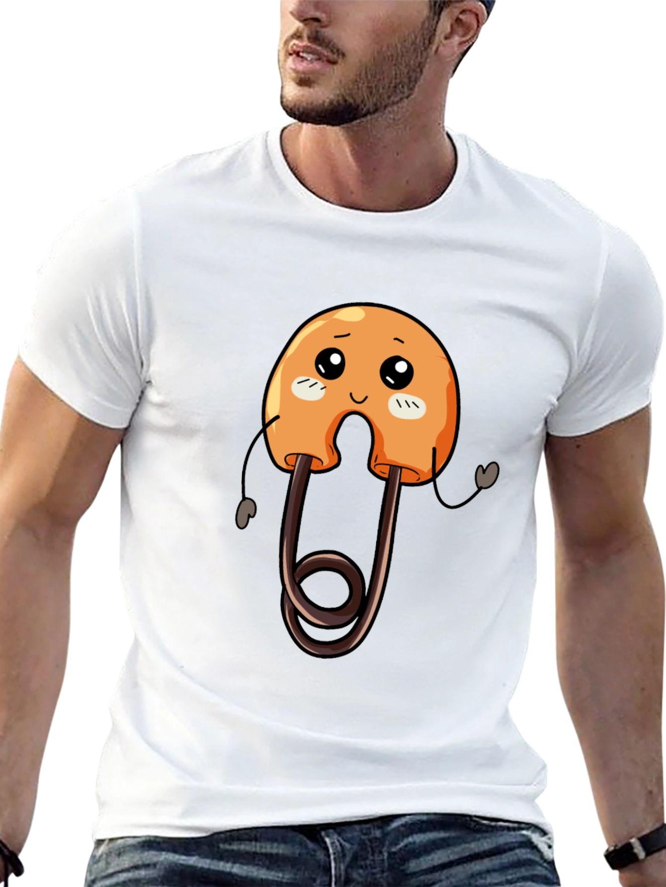Cute Safety Pin Cartoon Graphic Tee