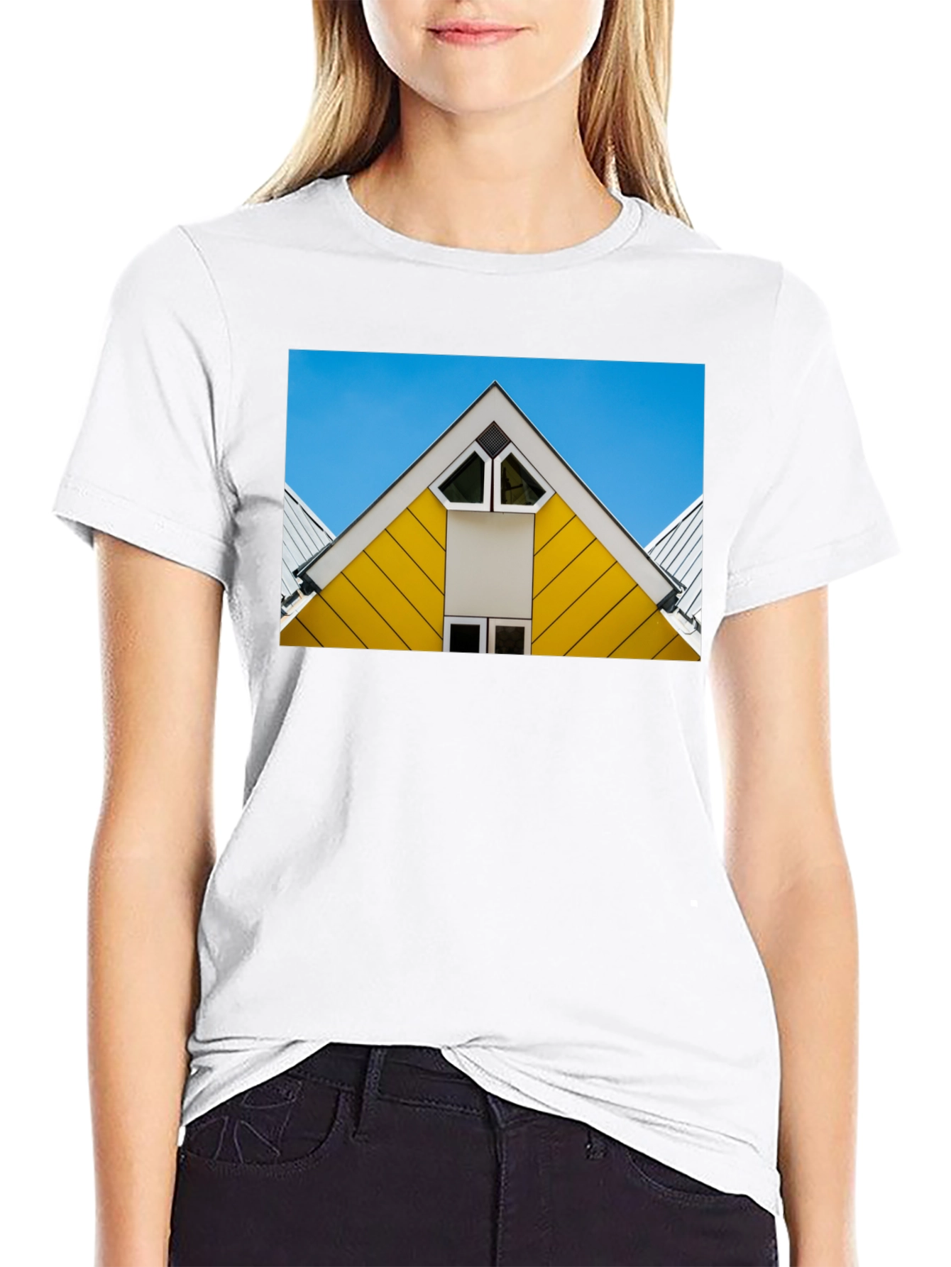 Geometric Roof T-Shirt - Modern Architectural Design