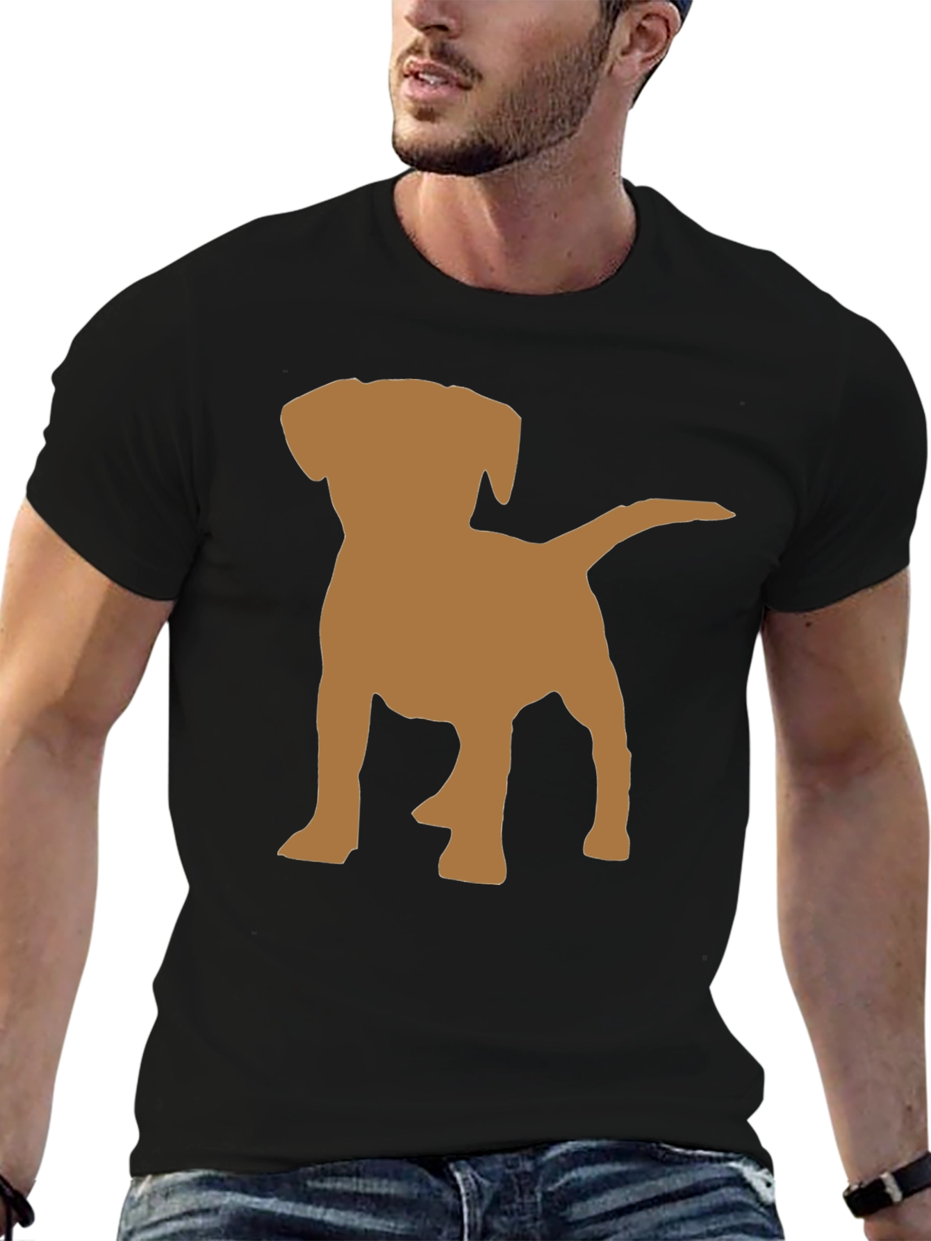 Dog Silhouette Graphic Tee - Black Cotton