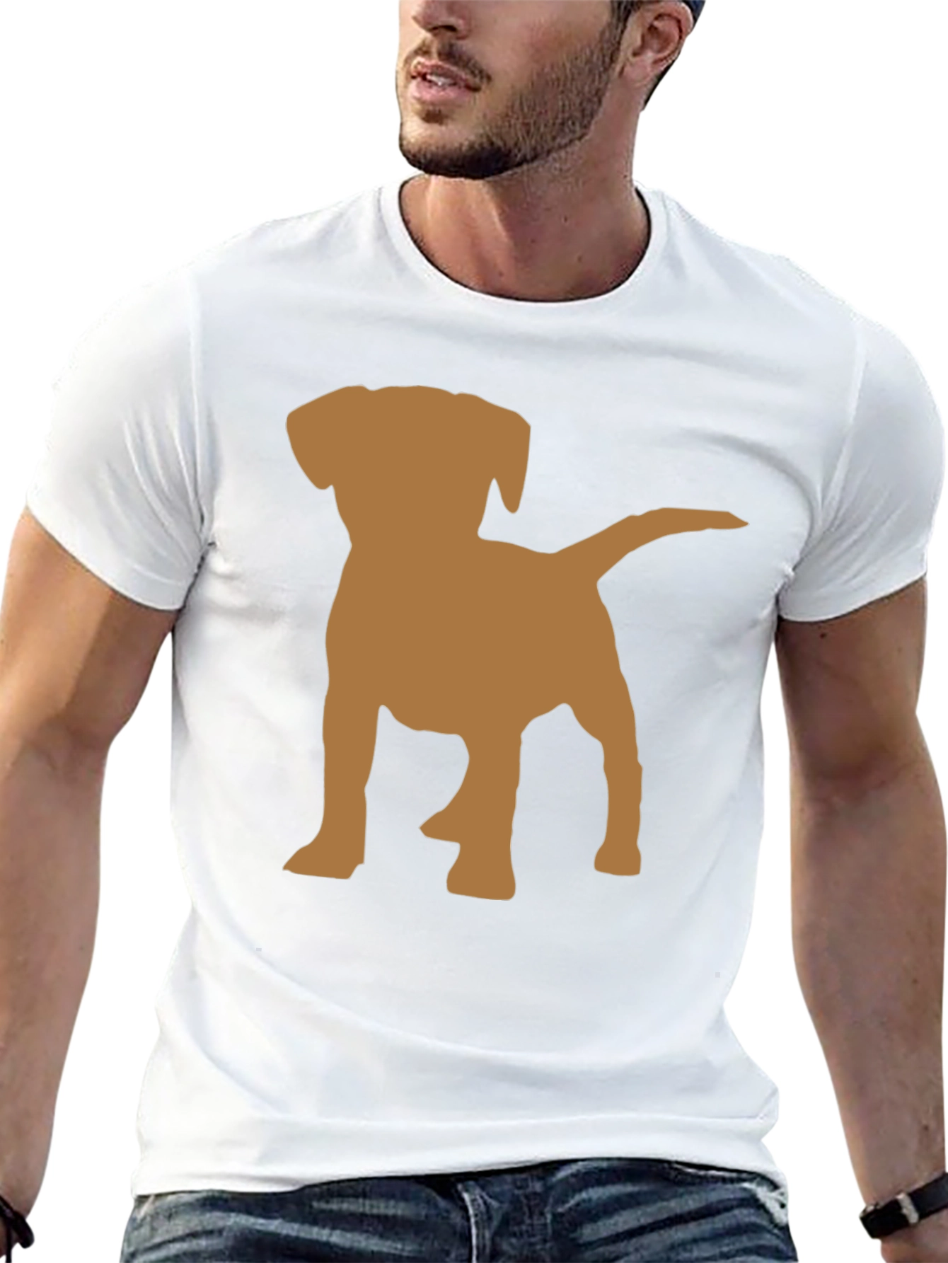Dog Silhouette Graphic Tee - Black Cotton