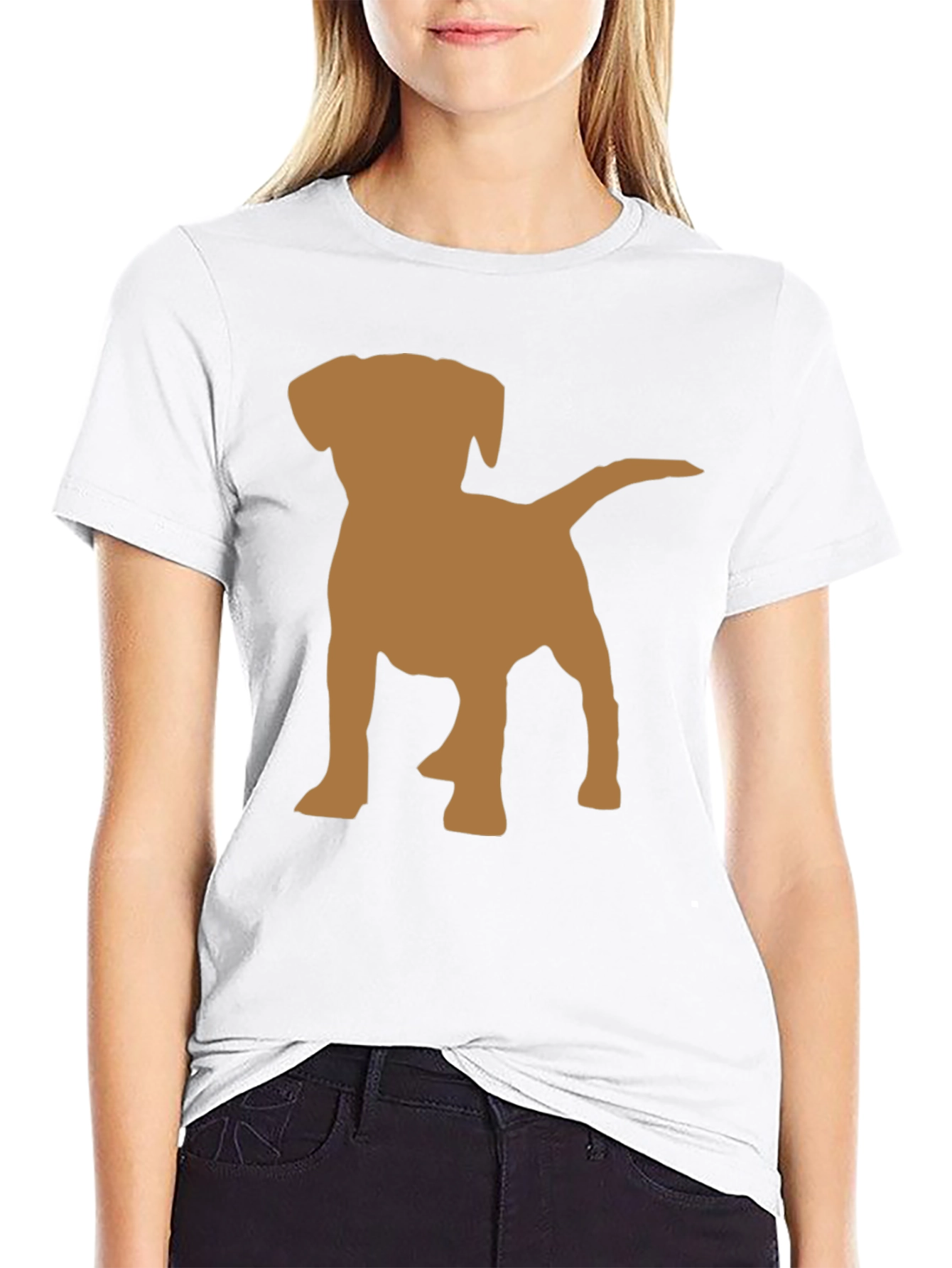 Dog Silhouette Graphic Tee - Black Cotton