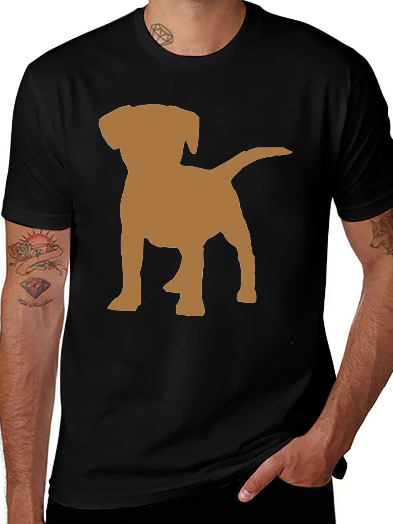 Dog Silhouette Graphic Tee - Black Cotton