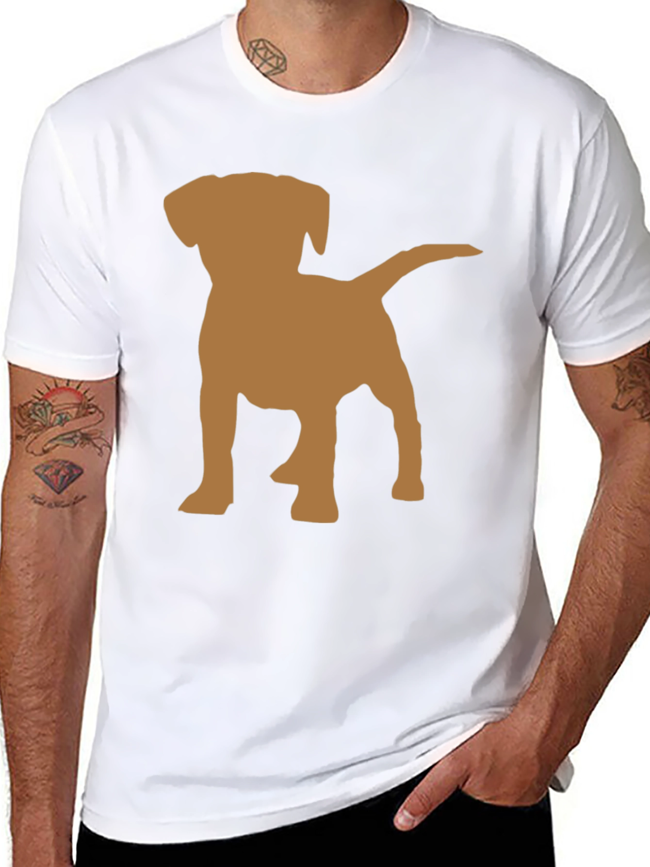 Dog Silhouette Graphic Tee - Black Cotton