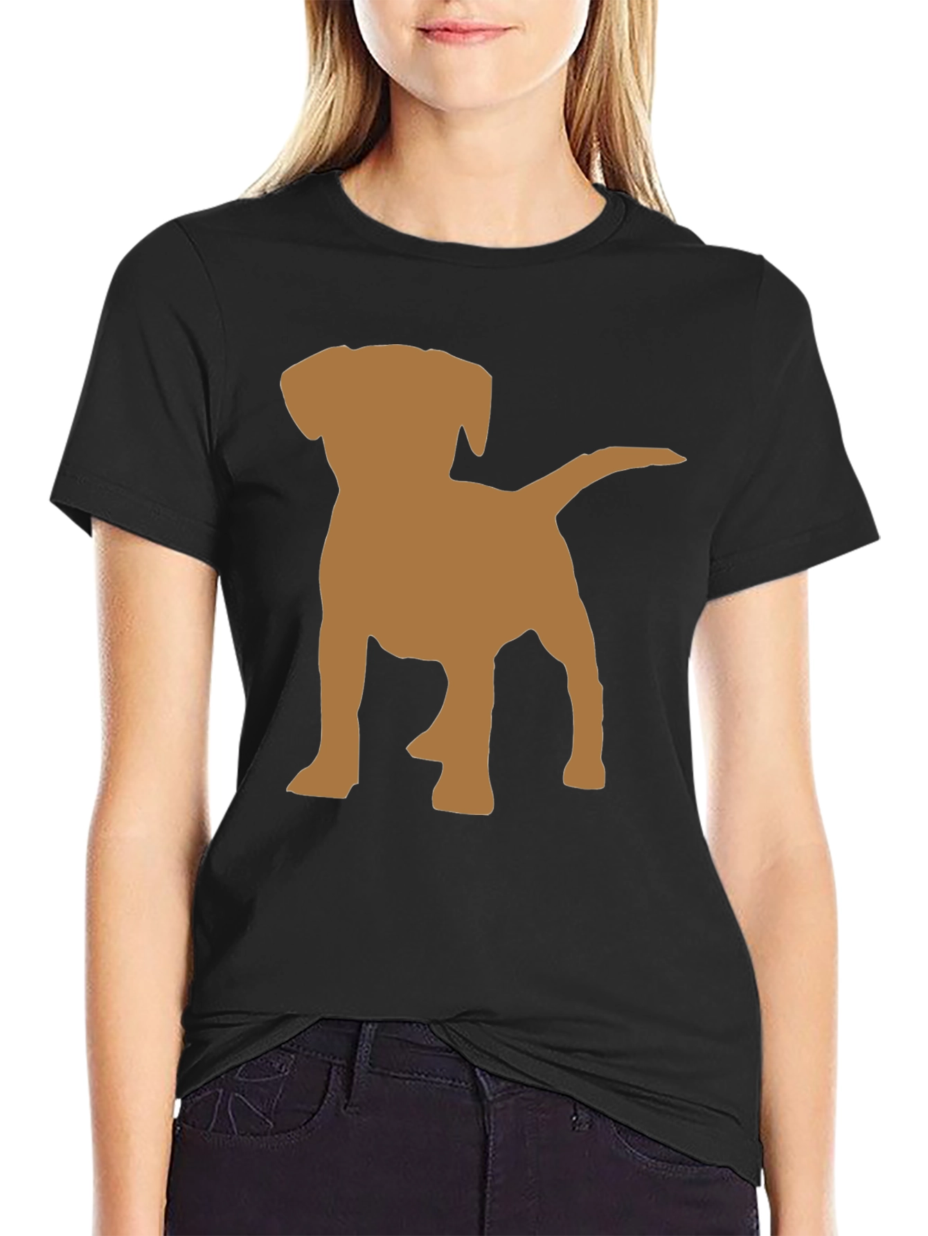 Dog Silhouette Graphic Tee - Black Cotton