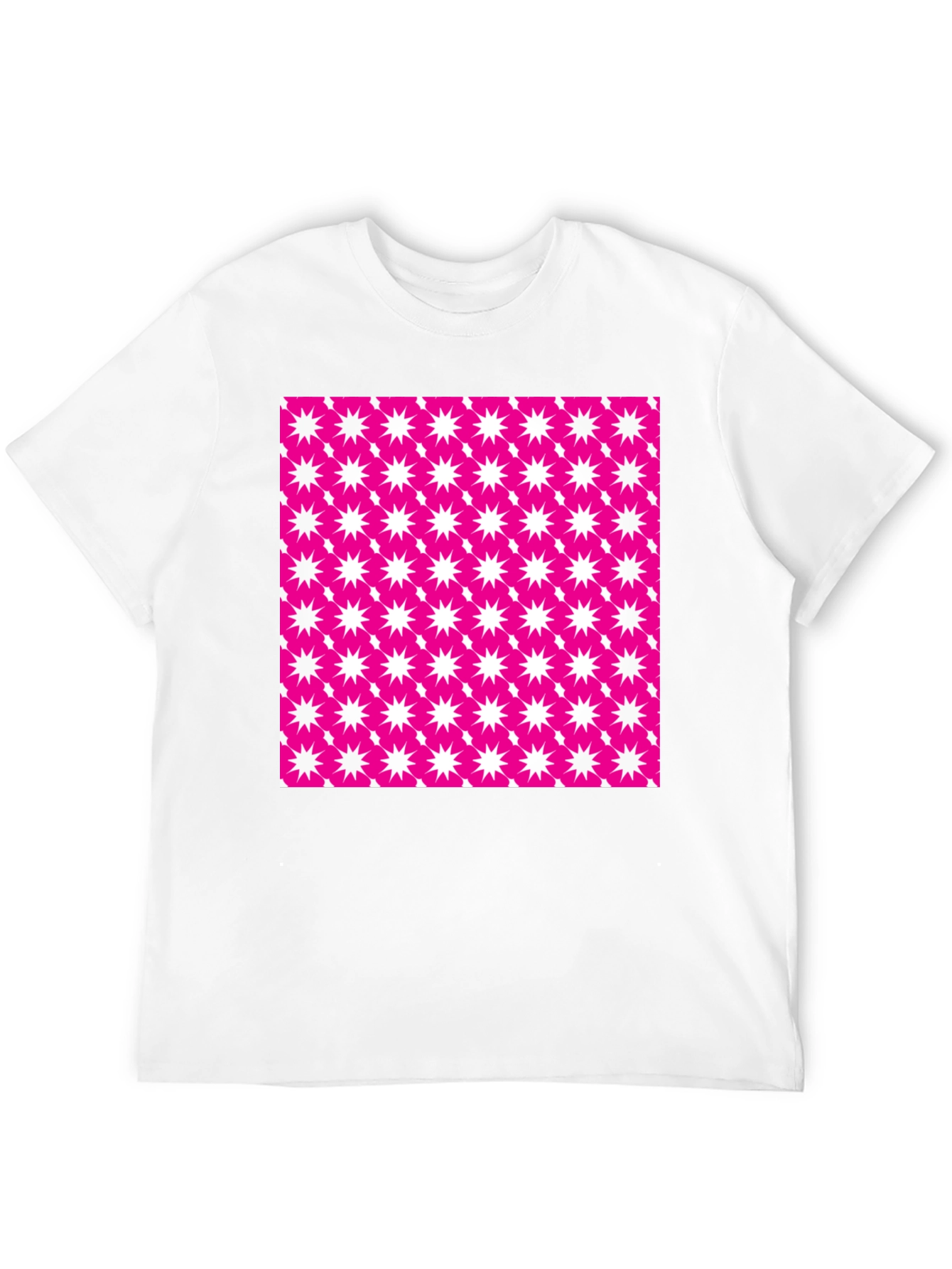 Bold Pink Starburst Patterned Black T-Shirt