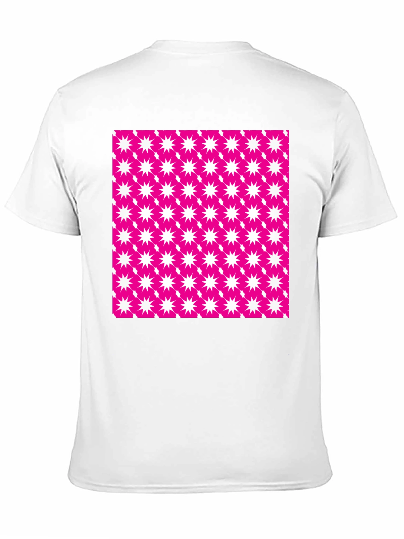 Bold Pink Starburst Patterned Black T-Shirt