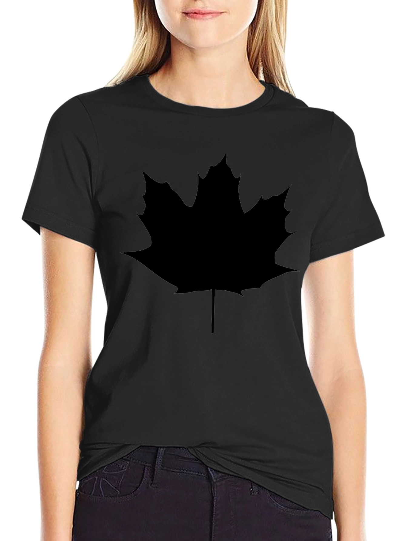 Maple Leaf Graphic Tee - Casual Black Shirt
