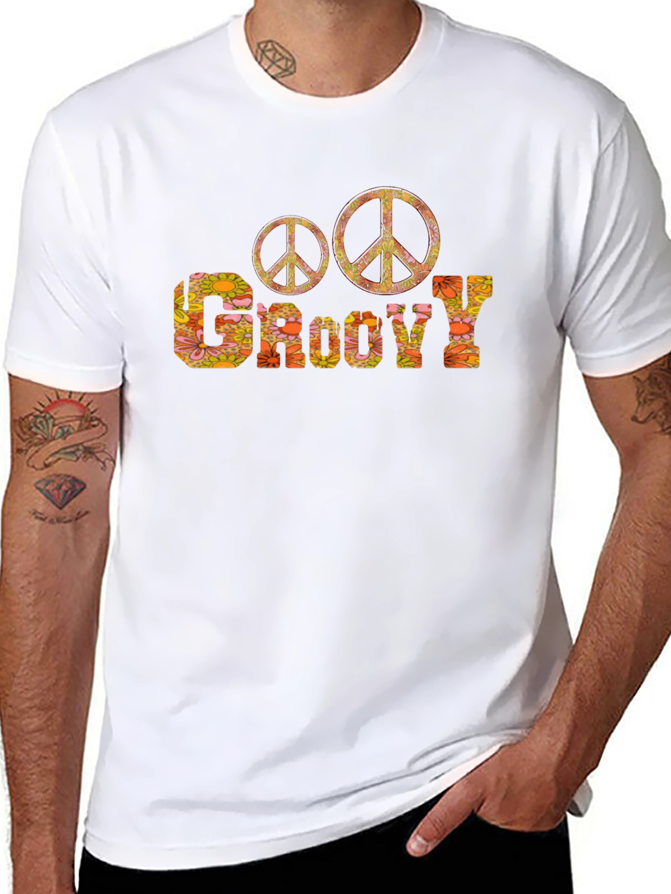 Groovy Peace Sign T-Shirt - Retro 70s Style