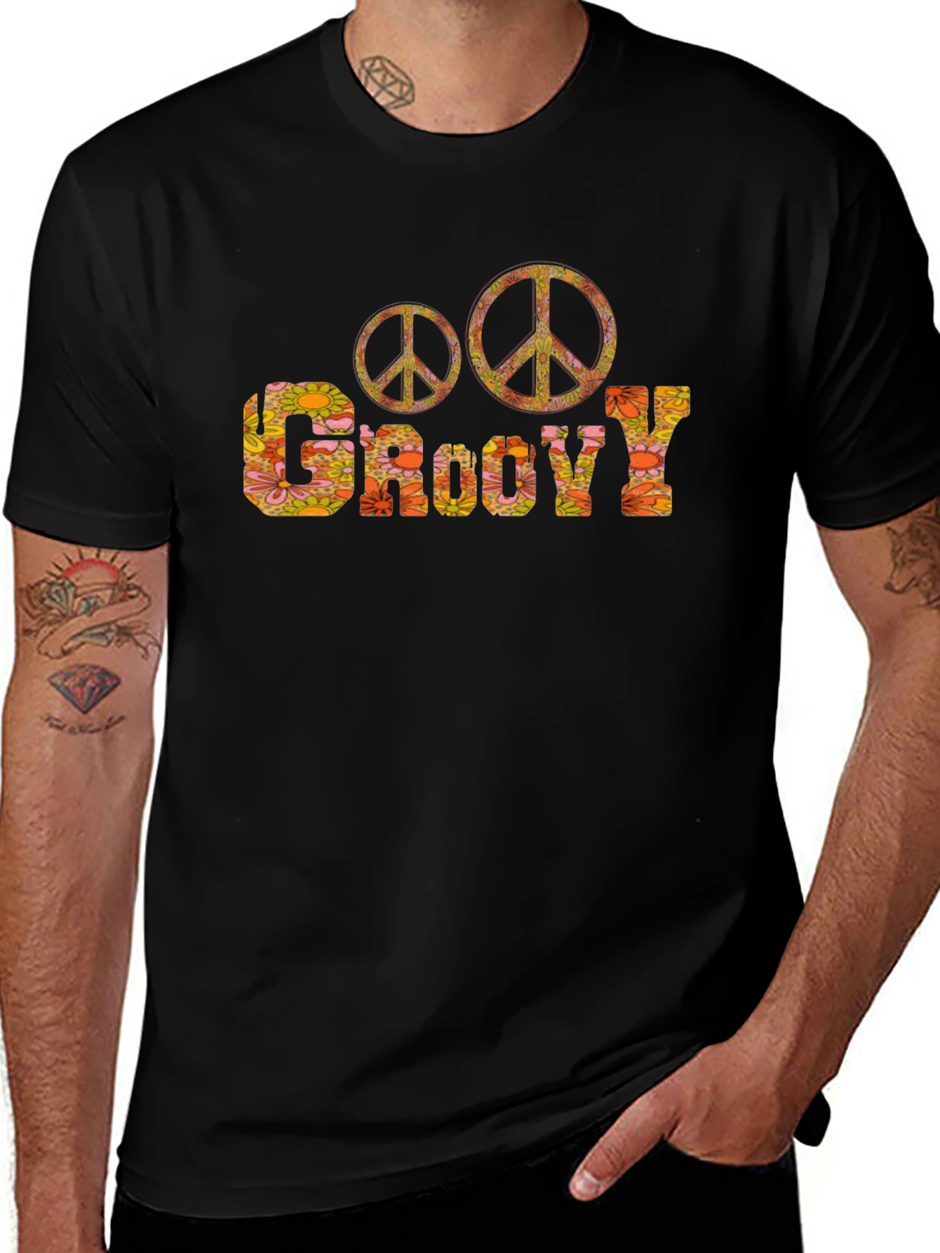 Groovy Peace Sign T-Shirt - Retro 70s Style
