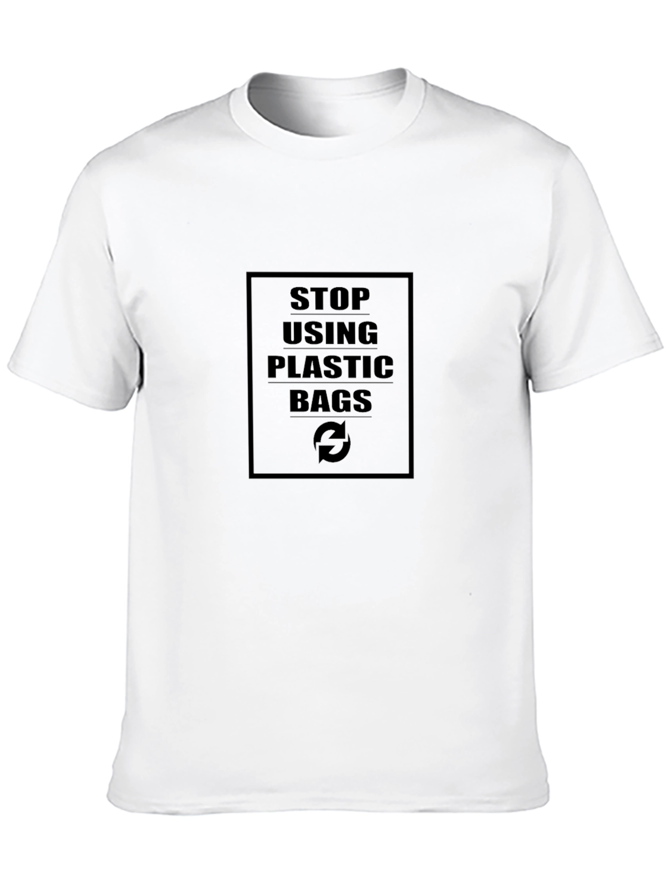 Eco-Friendly Black T-Shirt - Stop Using Plastic Bags