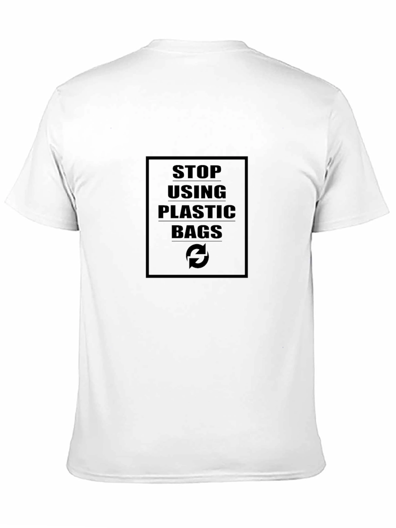 Eco-Friendly Black T-Shirt - Stop Using Plastic Bags