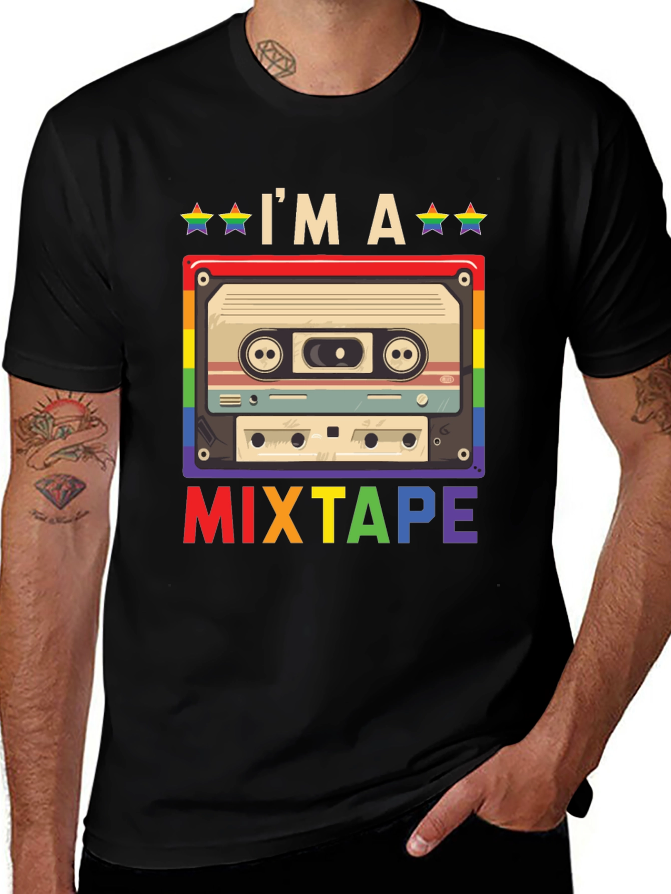 LGBTQ+ Pride Mixtape T-Shirt - Rainbow Design