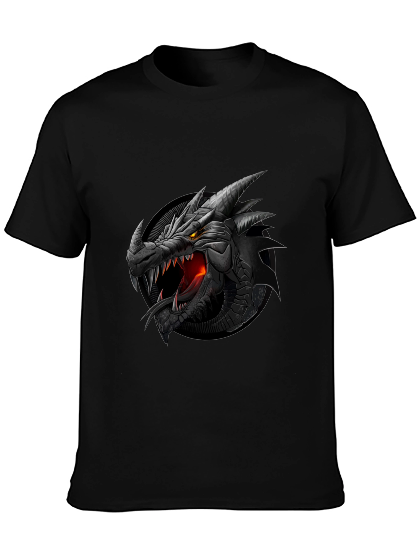 Dragon Graphic Tee - Black Cotton T-Shirt