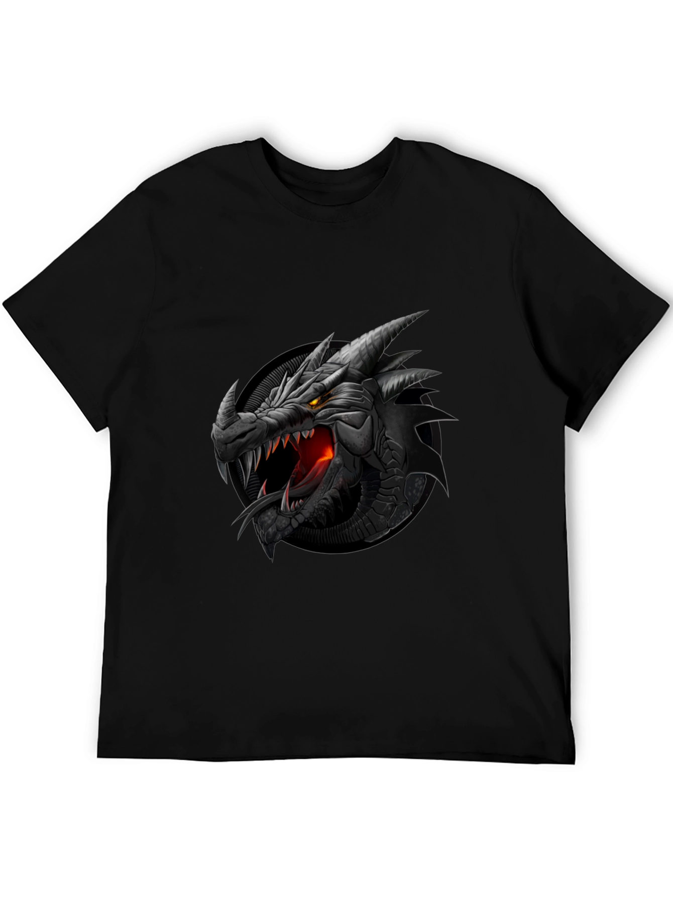 Dragon Graphic Tee - Black Cotton T-Shirt