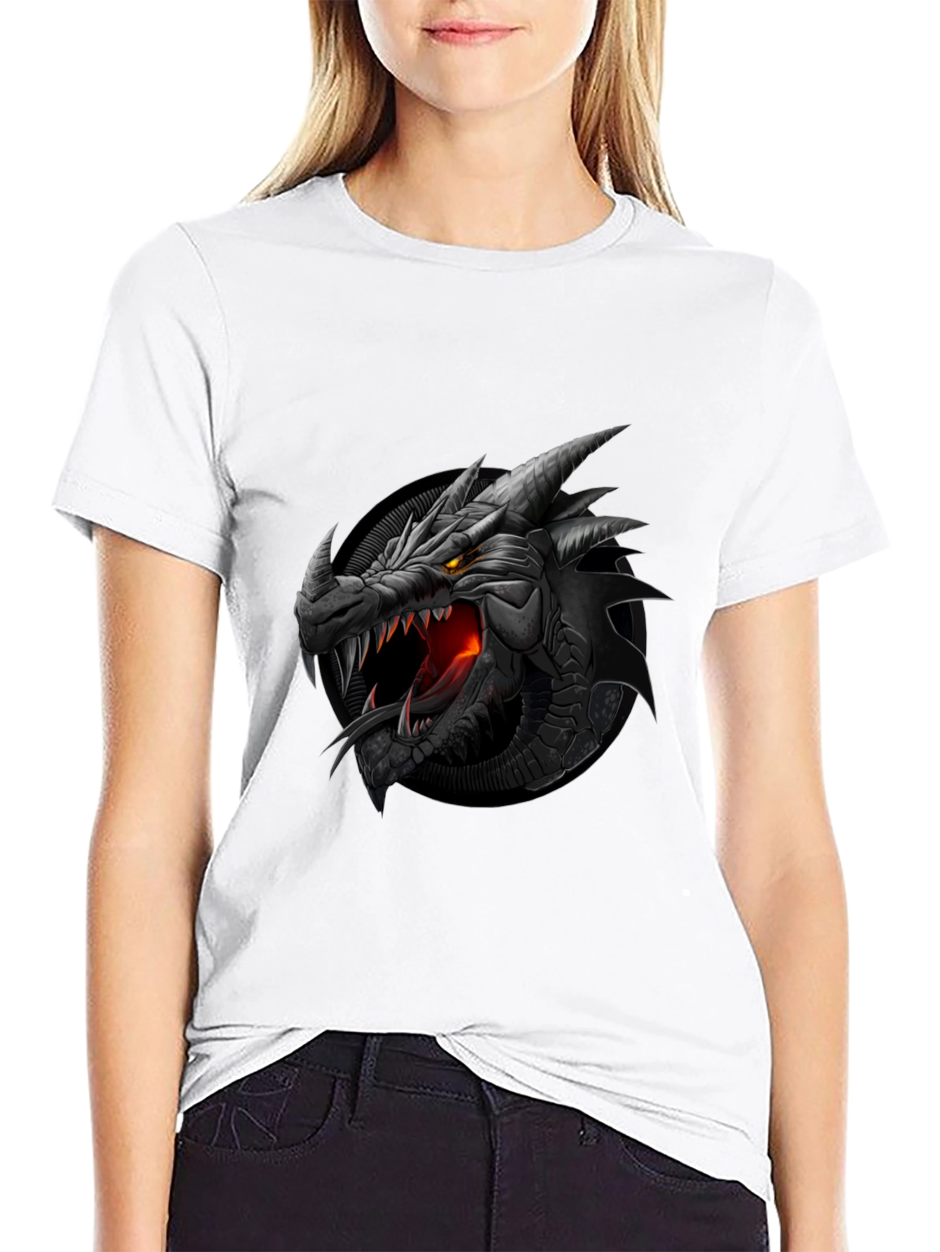 Dragon Graphic Tee - Black Cotton T-Shirt