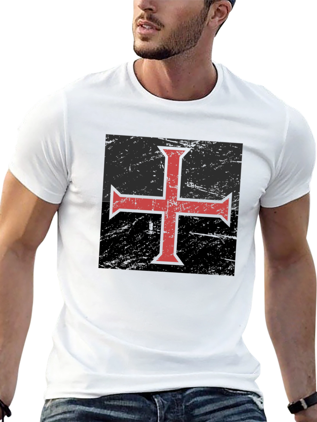 Templar Cross Graphic T-Shirt - Black