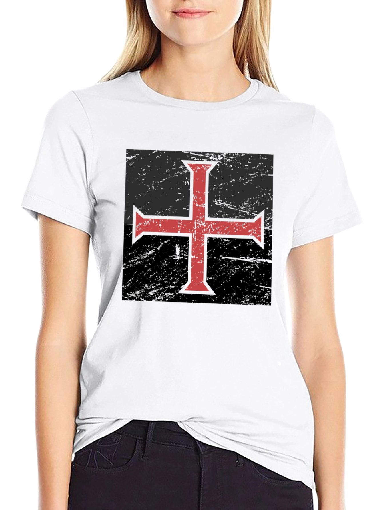 Templar Cross Graphic T-Shirt - Black