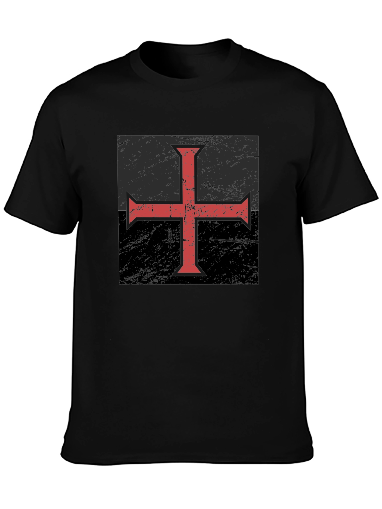 Templar Cross Graphic T-Shirt - Black