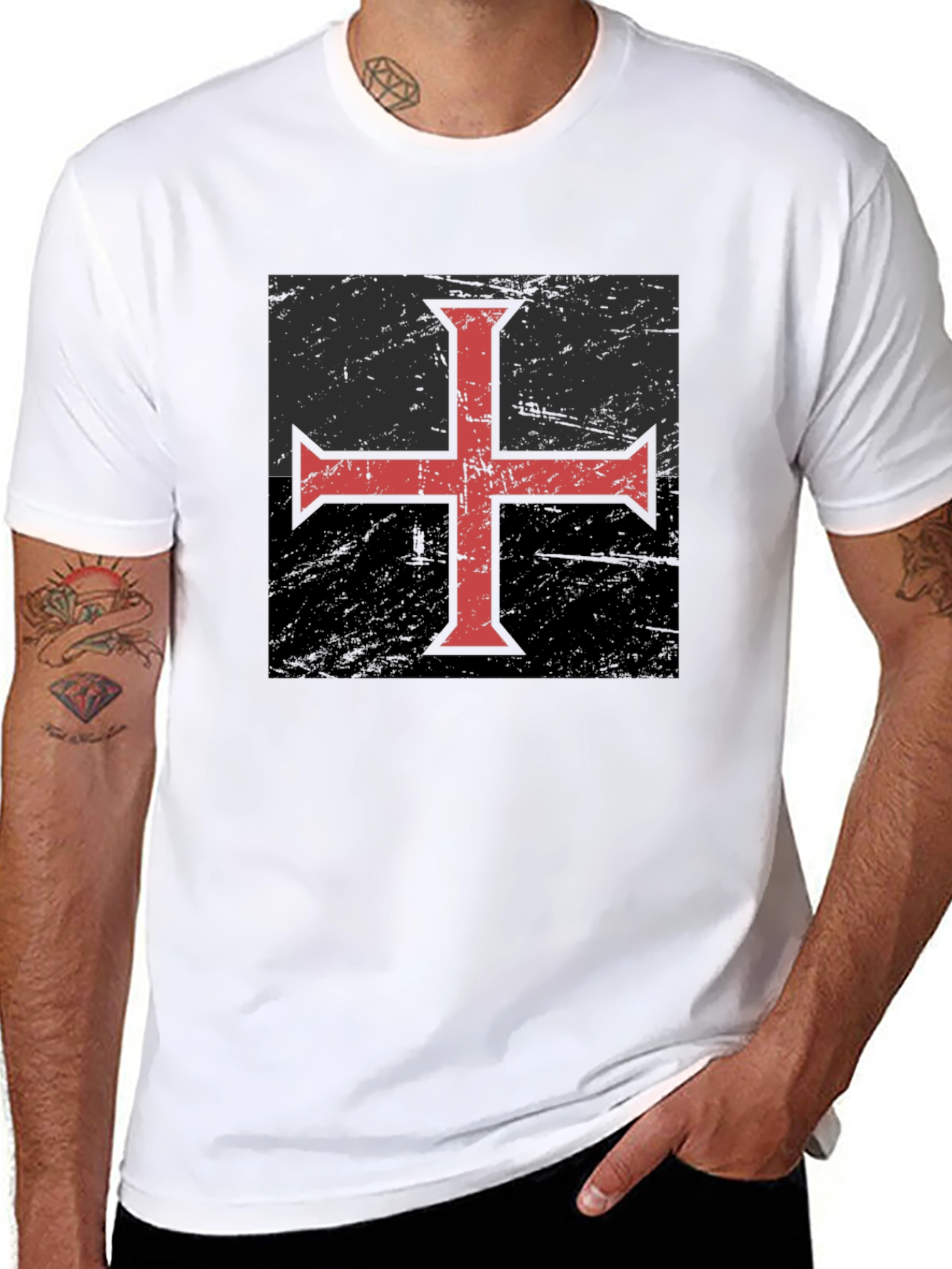 Templar Cross Graphic T-Shirt - Black