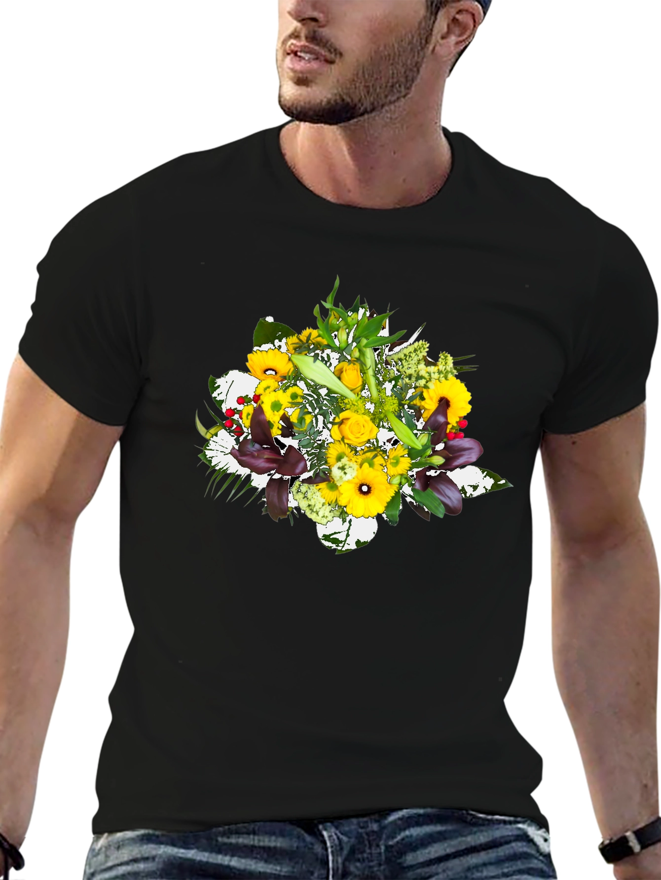 Floral Bouquet Graphic Tee - Black