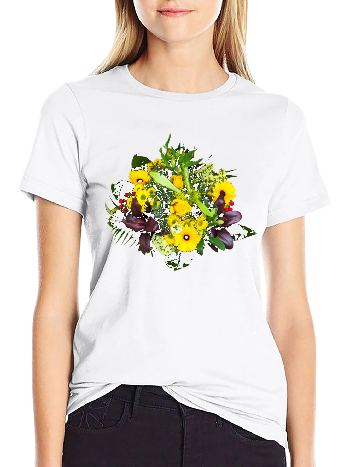 Floral Bouquet Graphic Tee - Black