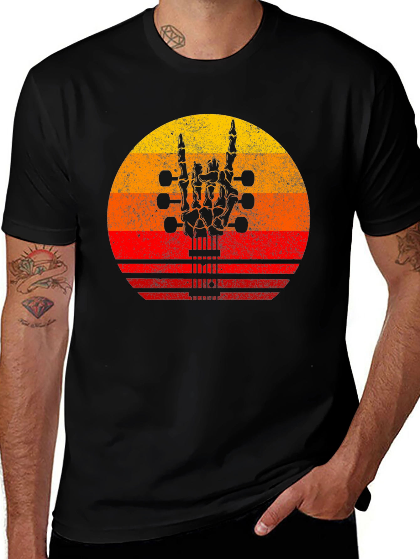 Rock On Skeleton Hand Guitar T-Shirt