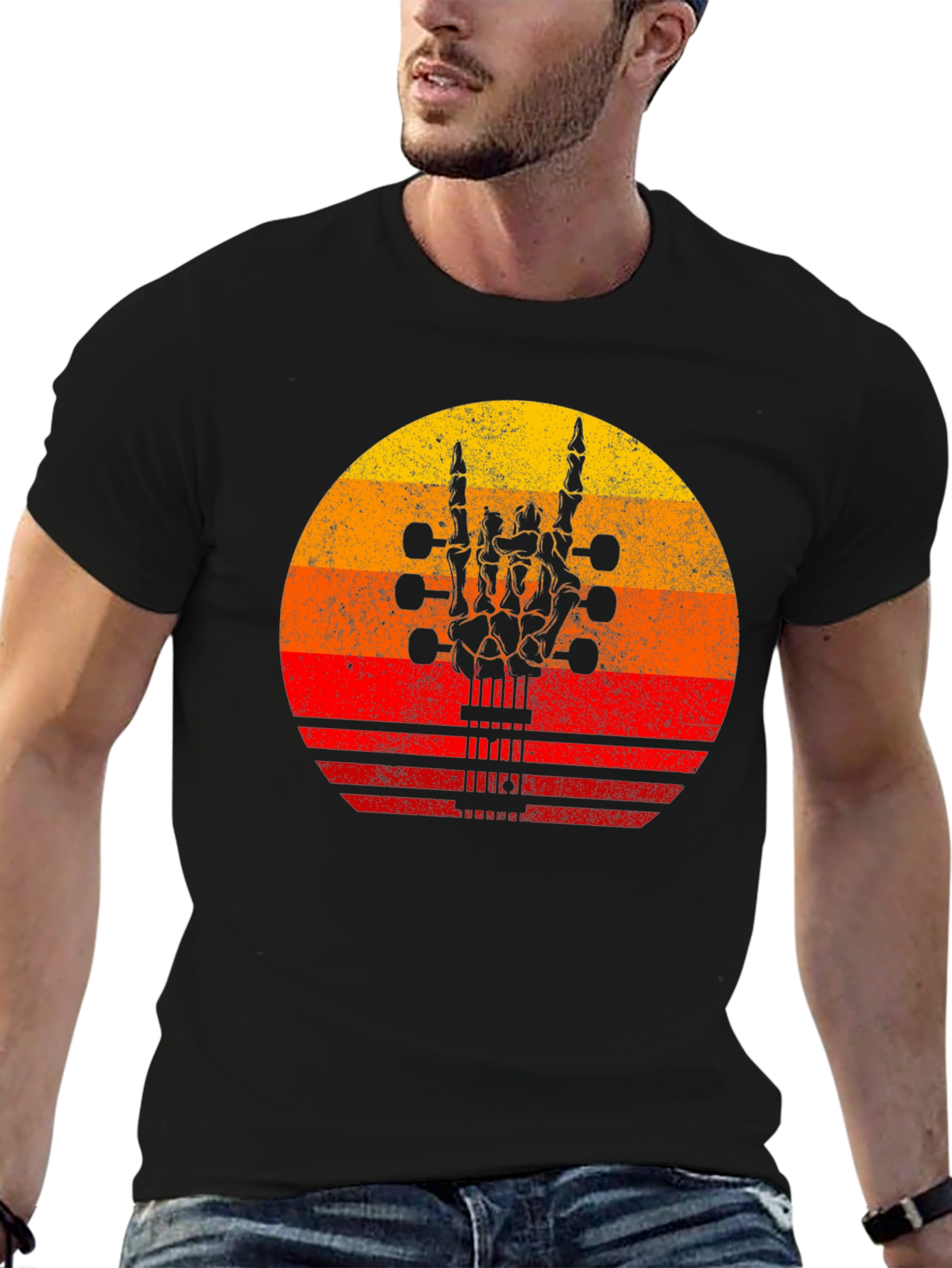 Rock On Skeleton Hand Guitar T-Shirt