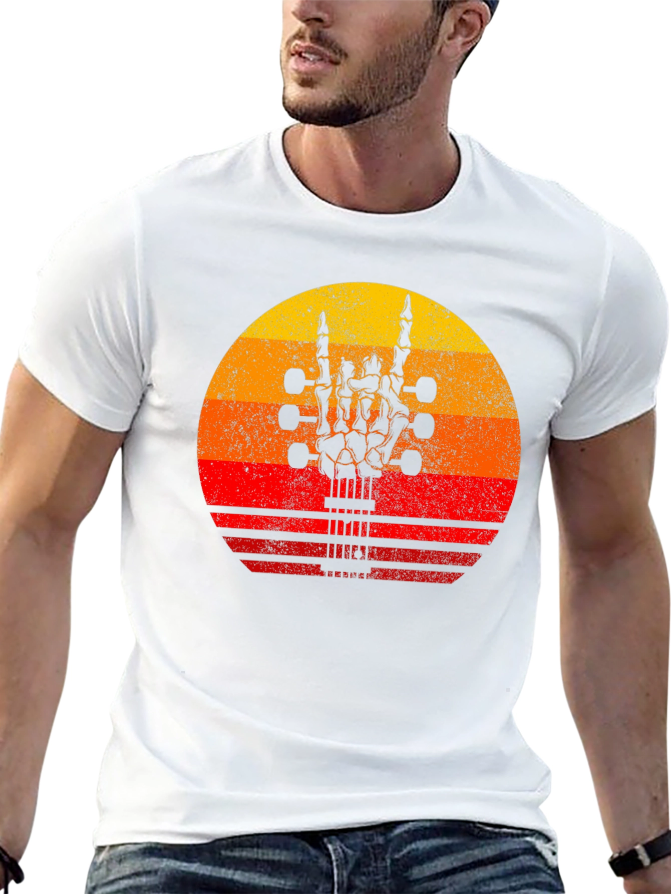 Rock On Skeleton Hand Guitar T-Shirt