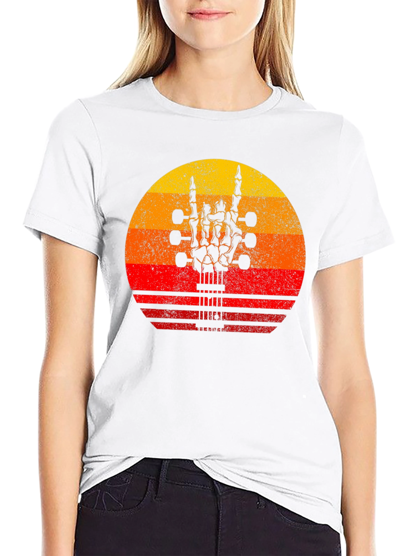 Rock On Skeleton Hand Guitar T-Shirt