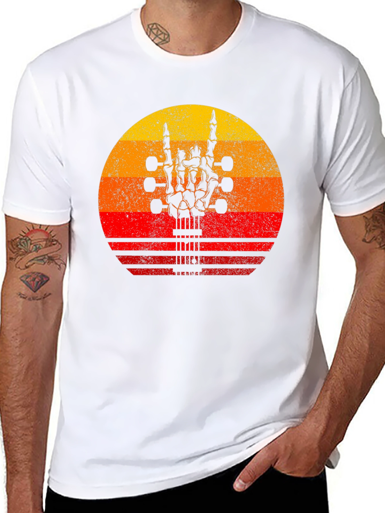 Rock On Skeleton Hand Guitar T-Shirt