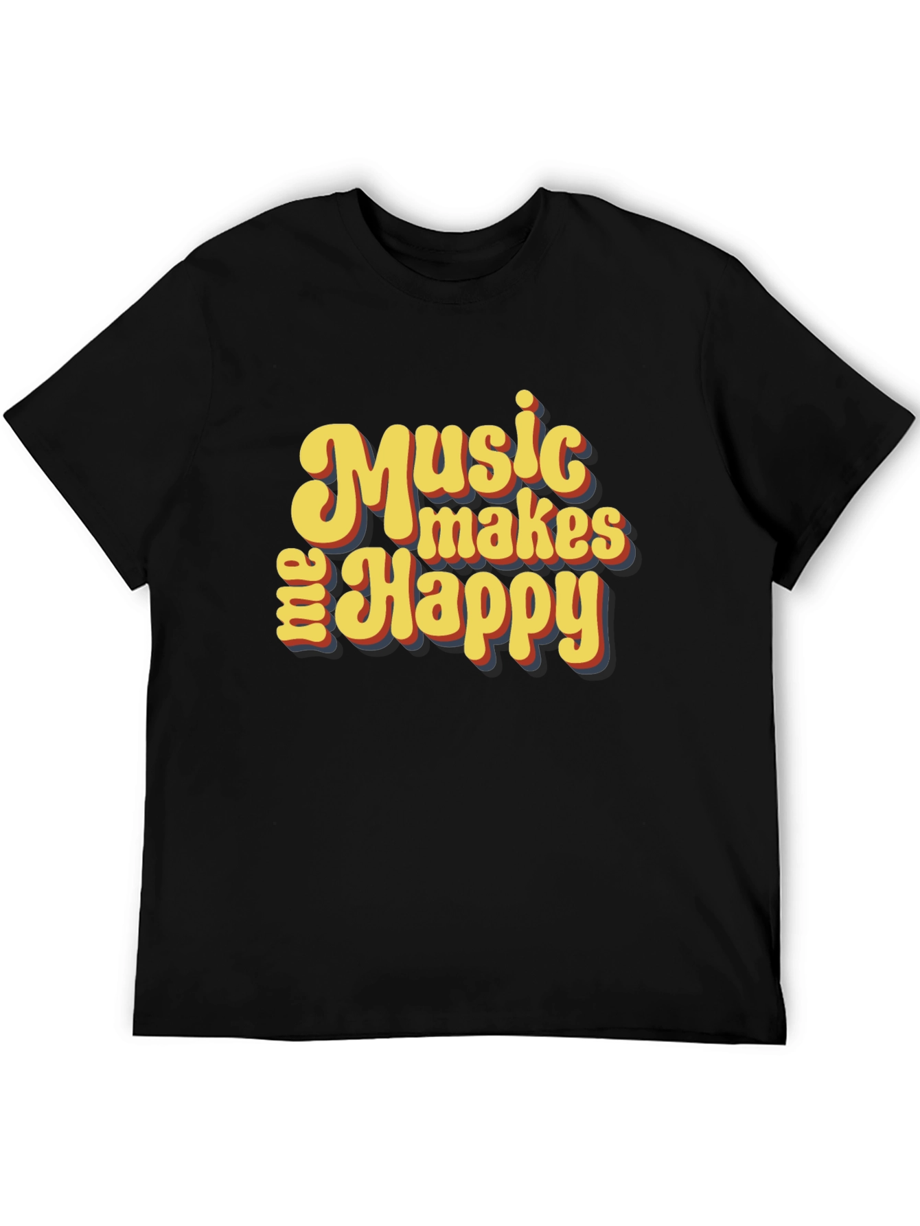 Music Makes Me Happy Graphic T-Shirt - Retro Style