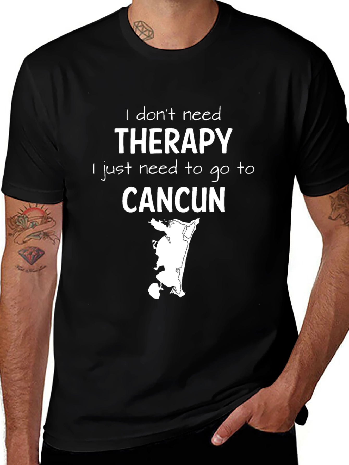 Therapy Cancun Black Graphic T-Shirt
