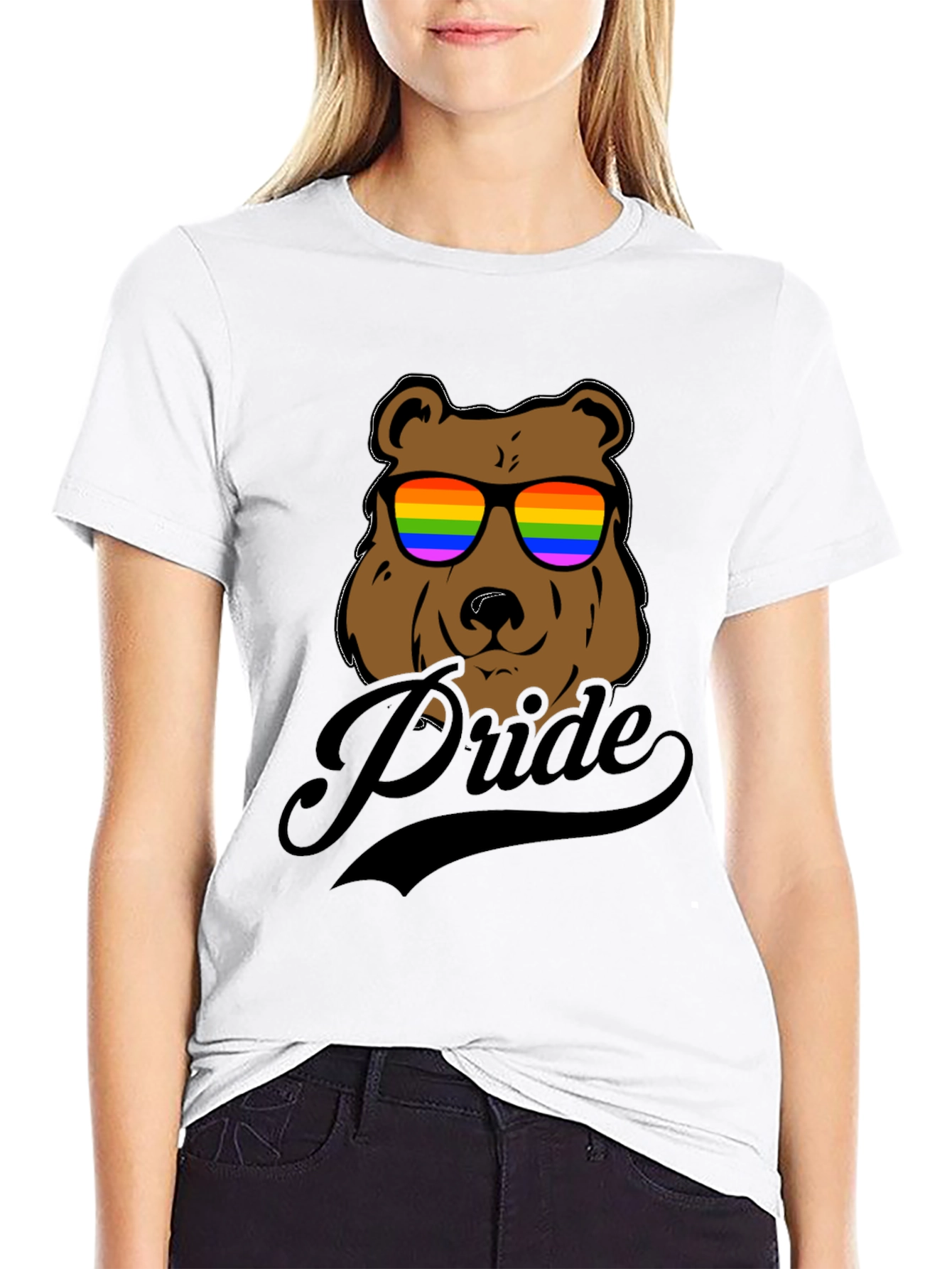 Pride Bear Graphic Tee - LGBTQ+ Rainbow Sunglasses