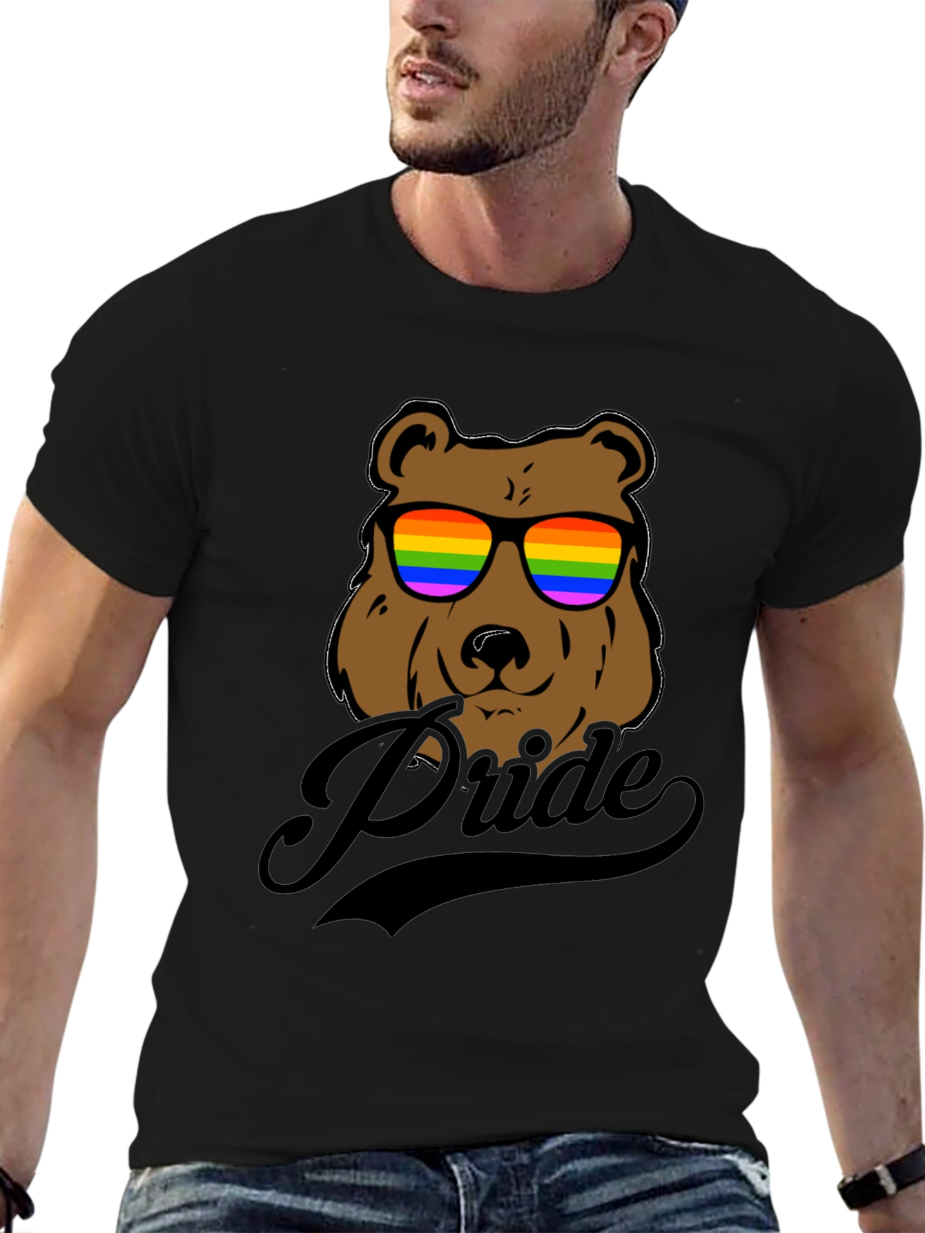 Pride Bear Graphic Tee - LGBTQ+ Rainbow Sunglasses
