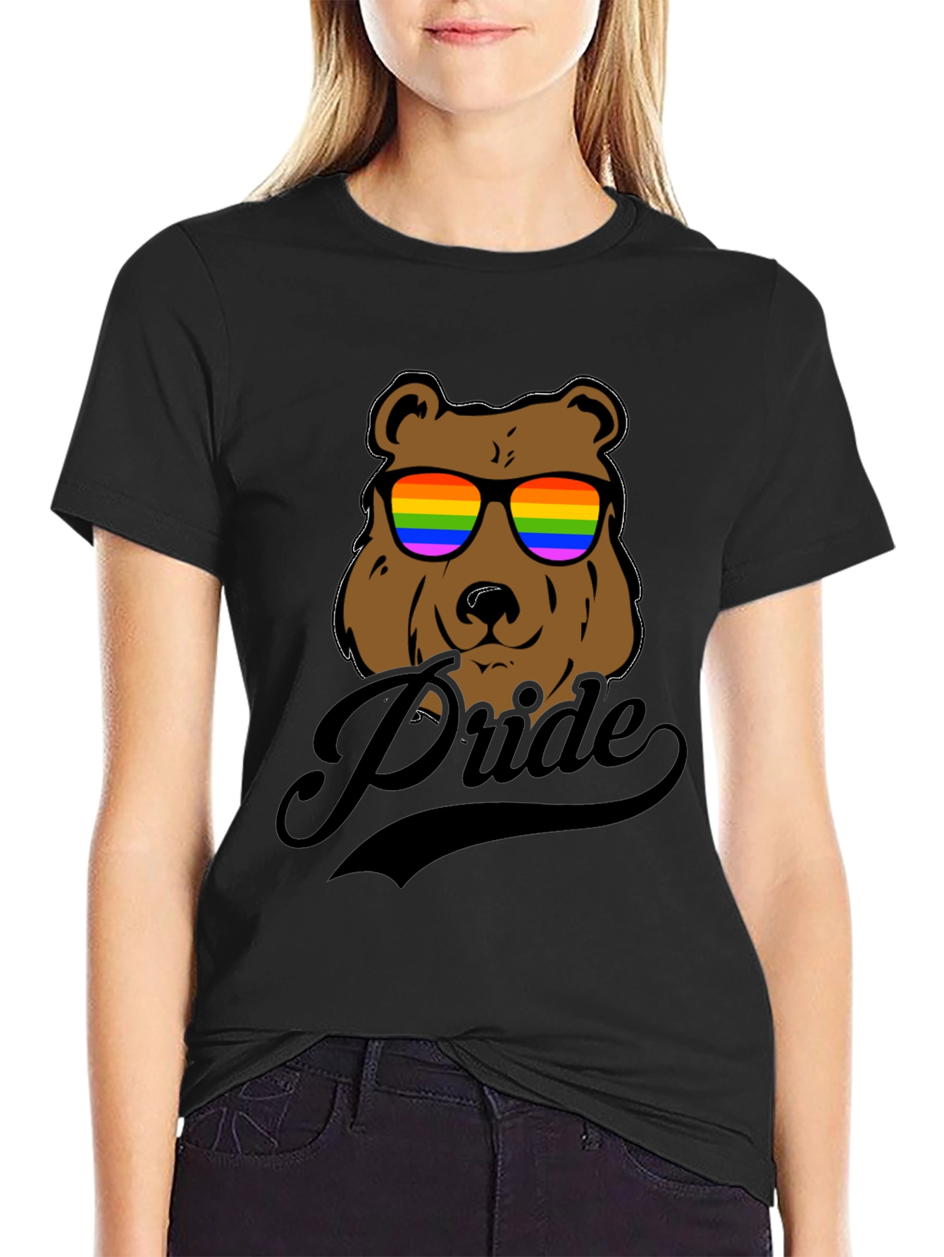 Pride Bear Graphic Tee - LGBTQ+ Rainbow Sunglasses