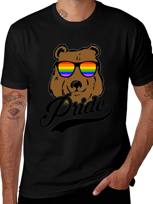 Pride Bear Graphic Tee - LGBTQ+ Rainbow Sunglasses