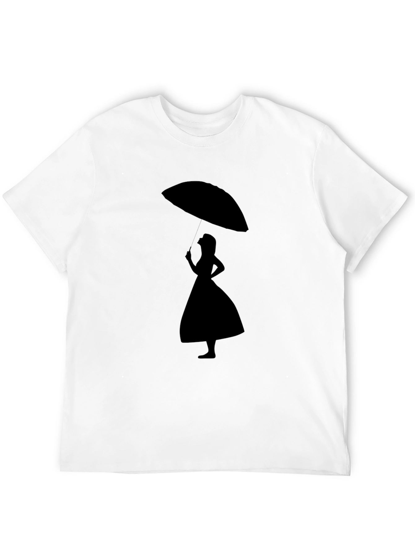 Silhouette Lady with Umbrella - Black T-Shirt