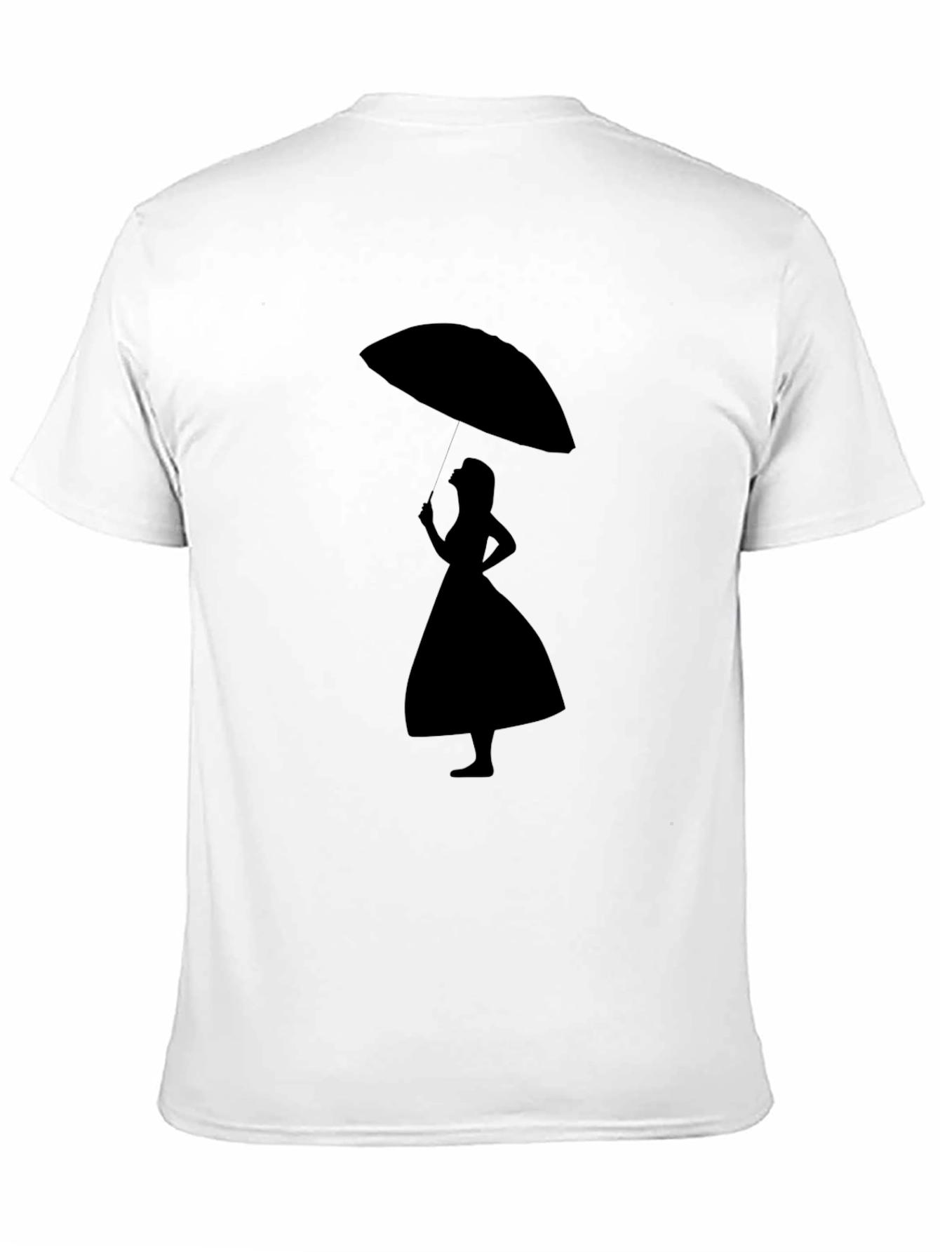 Silhouette Lady with Umbrella - Black T-Shirt