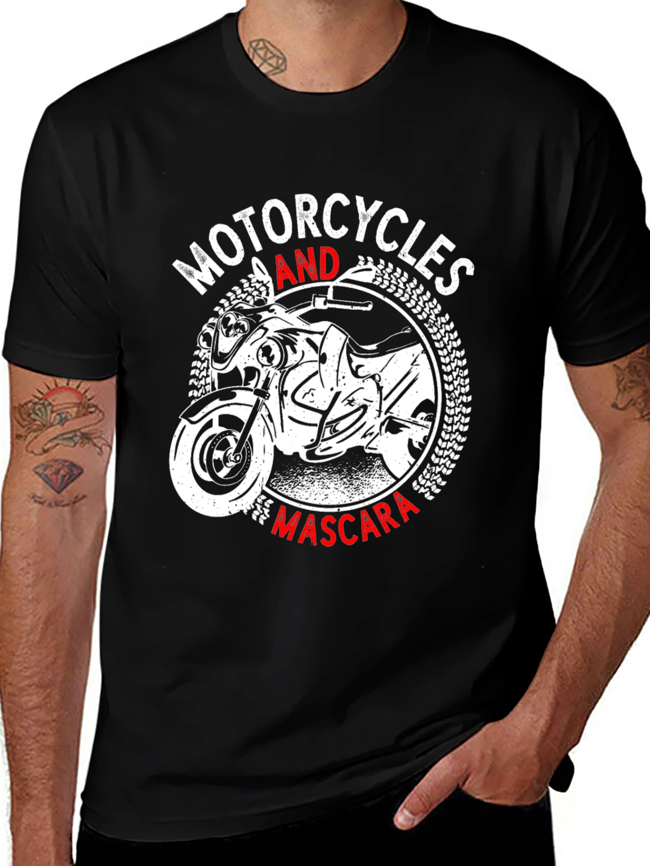 Motorcycles and Mascara Graphic T-Shirt