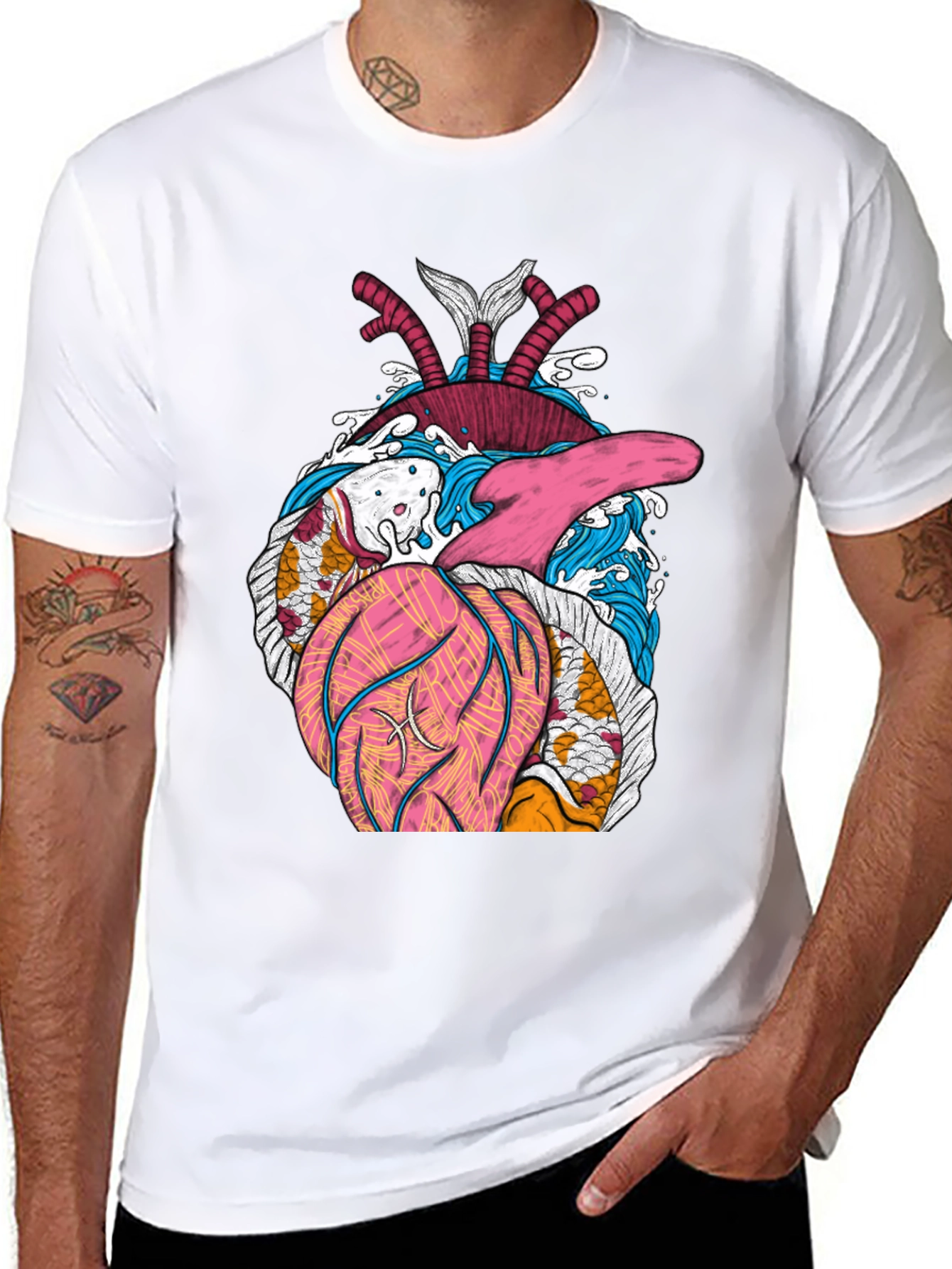 Koi Heart T-Shirt - Artistic Graphic Tee