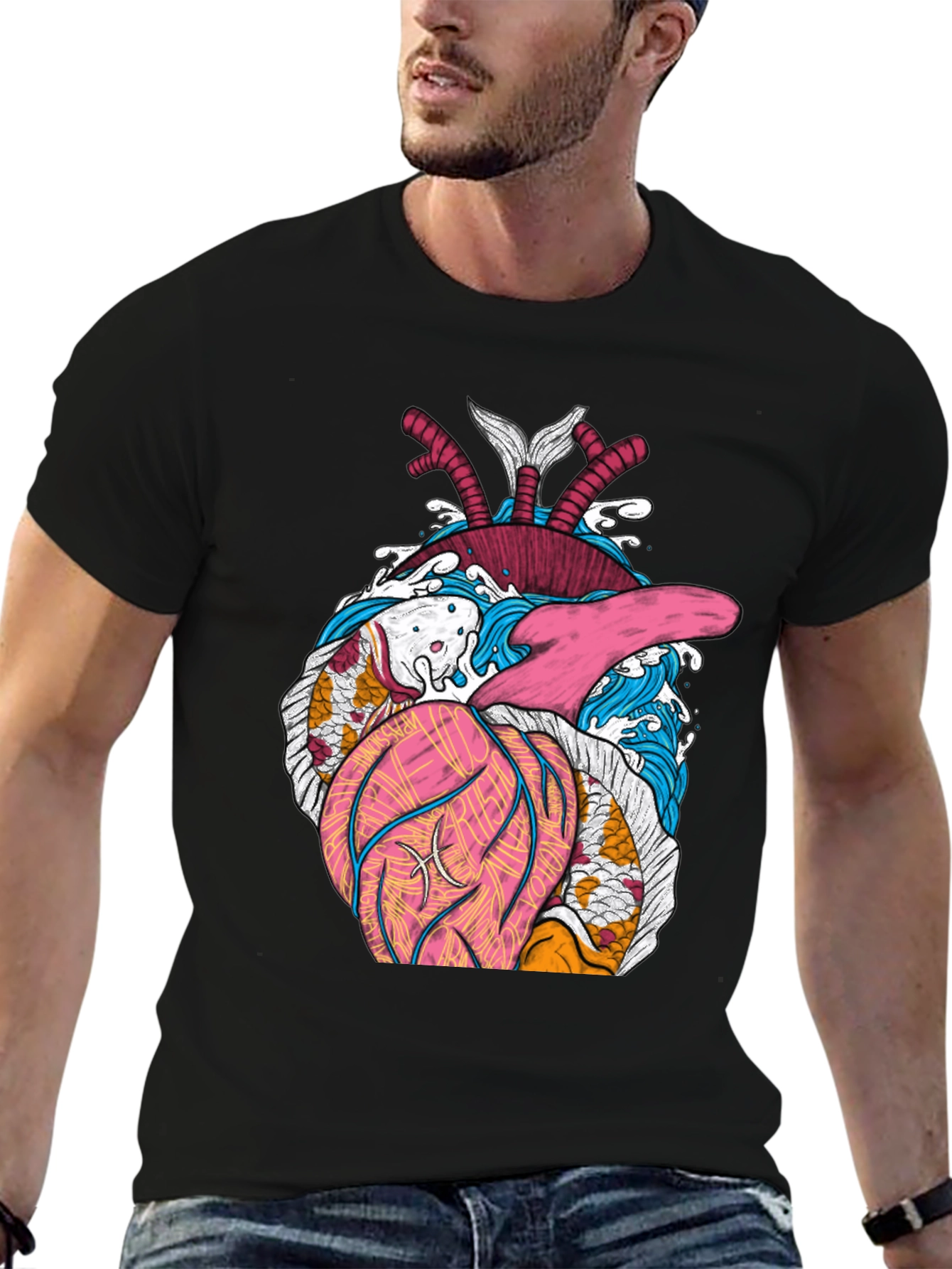 Koi Heart T-Shirt - Artistic Graphic Tee