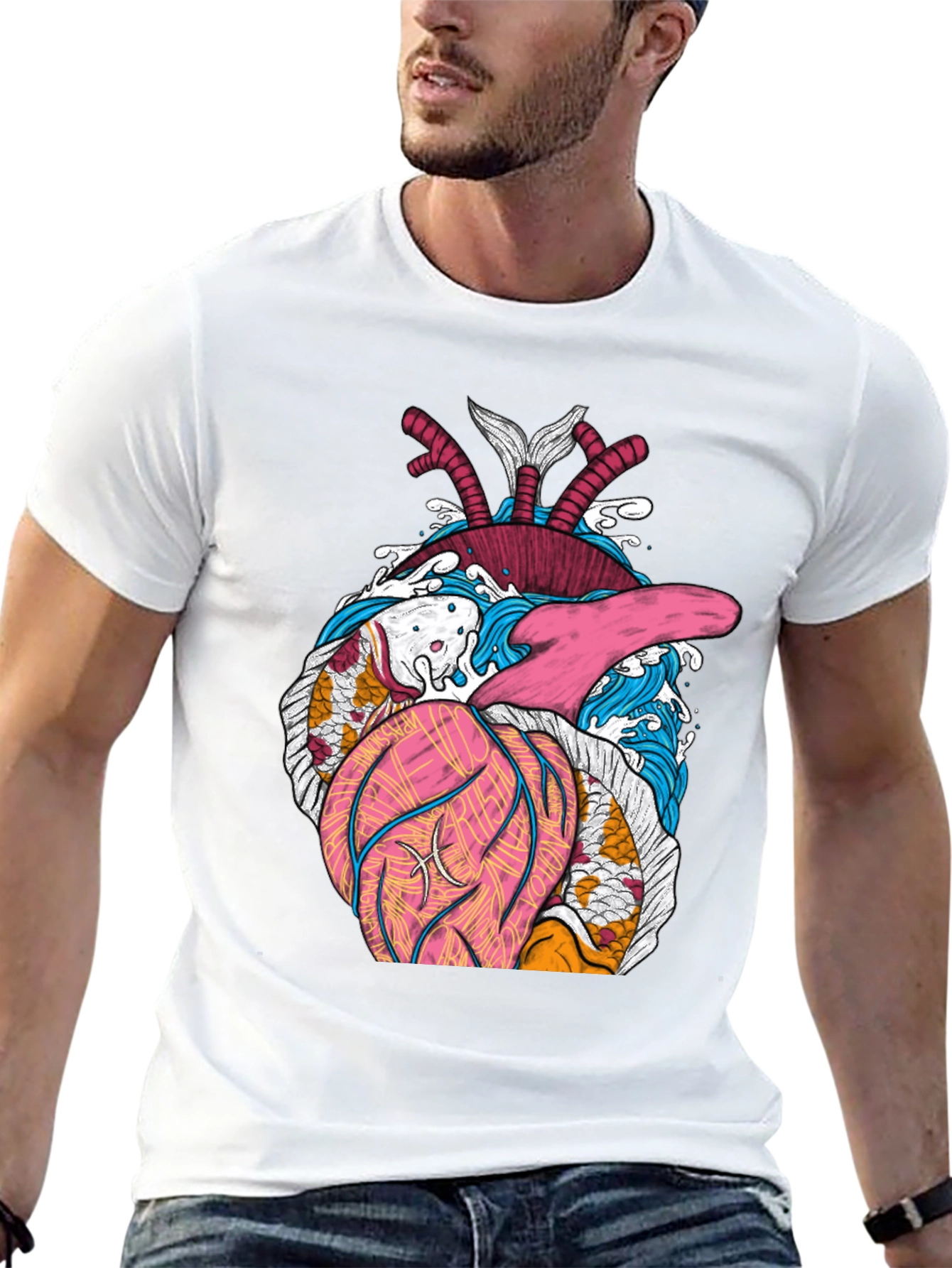 Koi Heart T-Shirt - Artistic Graphic Tee
